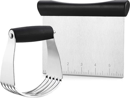 - Dough Blender and Pastry Cutter, Stainless Steel Nut, Pie, Pastry and Dough Cutter and Scraper, Multipurpose Baking Tools with Soft Grip Handles, Black