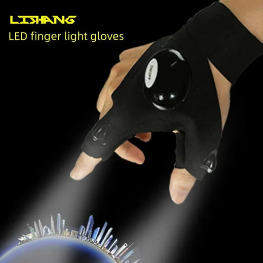 19311846652 Led Fishing Light Glowing Glove Repair Illumination Finger Lamp Winter Outdoor Night Fishing Half Finger Glove